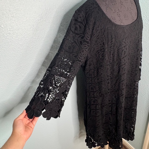 NWT Alfani Plus Size Black Lace Crochet Floral Dress - Picture 5 of 12